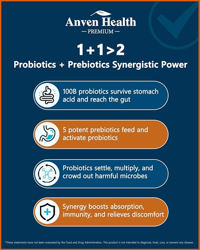 100 Billion Probiotics for Men and Women 27 Strains 5 Organic Prebiotics for Gut Digestive &amp Immune Health Supports Diarrhea Gas Bloating Non-GMO Zero Fillers – Made in USA丨60 Caps