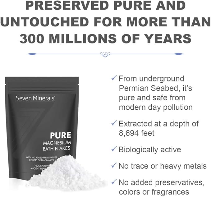 Seven Minerals Pure Magnesium Oil &amp Pure Magnesium Bath Flakes