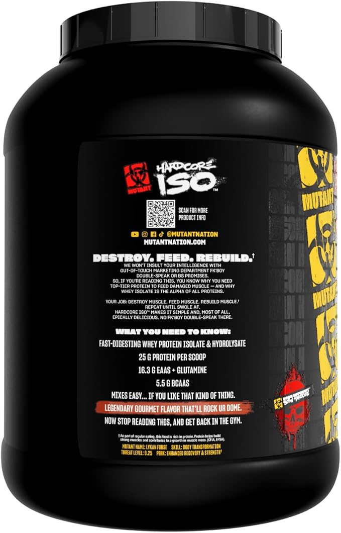 Mutant Harcode ISO Whey Protein Isolate Powder Acts Fast to Help Recover Build Muscle Bulk and Strength 5 lb - Peanut Butter Chocolate