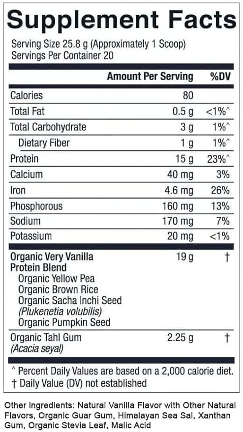 Essential Elements Pea Protein Powder - Very Vanilla | Low-carb Plant-Based Vegan Blend - Keto-Friendly and Gluten-Free | 20 Servings 18oz