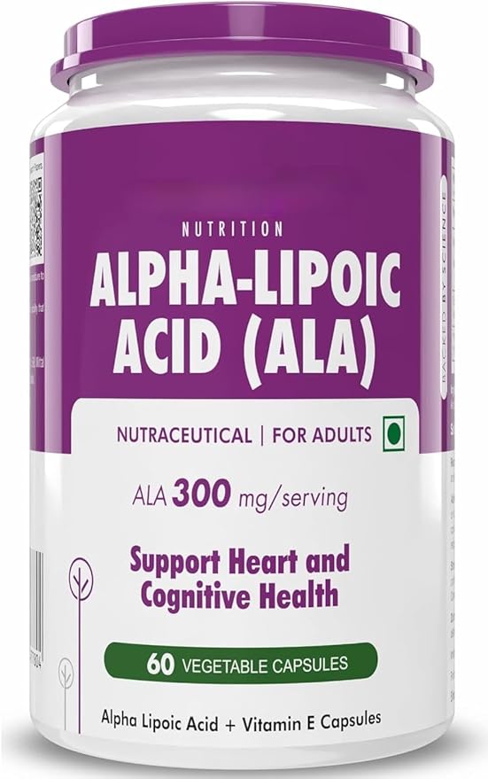 Nutrition Alpha Lipoic Acid - ALA- Pack of 60 Veg. Capsules - Gluten Free &amp Non-GMO
