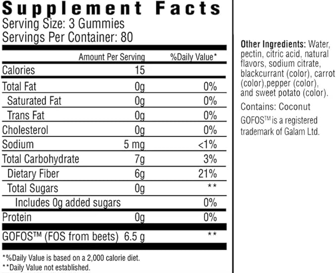 County Farmer Fiber Gummies with Prebiotic Mixed Fruit Flavor Sugar-Free 6G Fiber per Serving 240 Count 80 Servings
