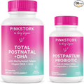 Pink Stork Postnatal Multivitamin + Probiotics with Vegan DHA Ashwagandha Iron Folate B12 - Supports Hormone Balance Postpartum Recovery Gut Health &amp Digestion - Pack of 2