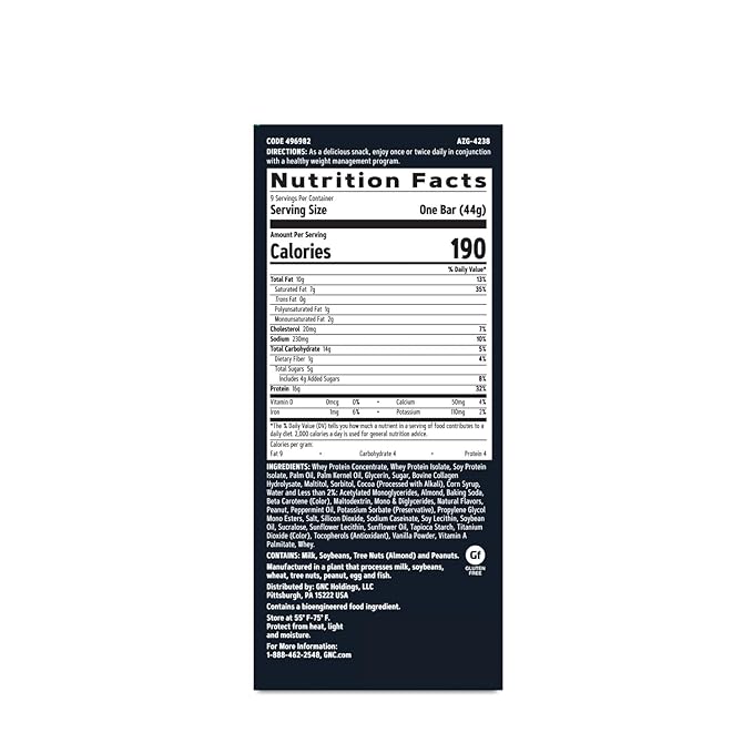 GNC Total Lean Layered Lean Bar - Chocolate Mint (9 Bars)