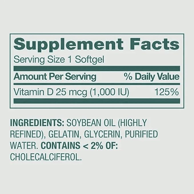 Vitamin D3 Softgels 25 mcg (1000 IU) 450 Count + Bonus Gift Card – Immune &amp Bone Health Support Supplement