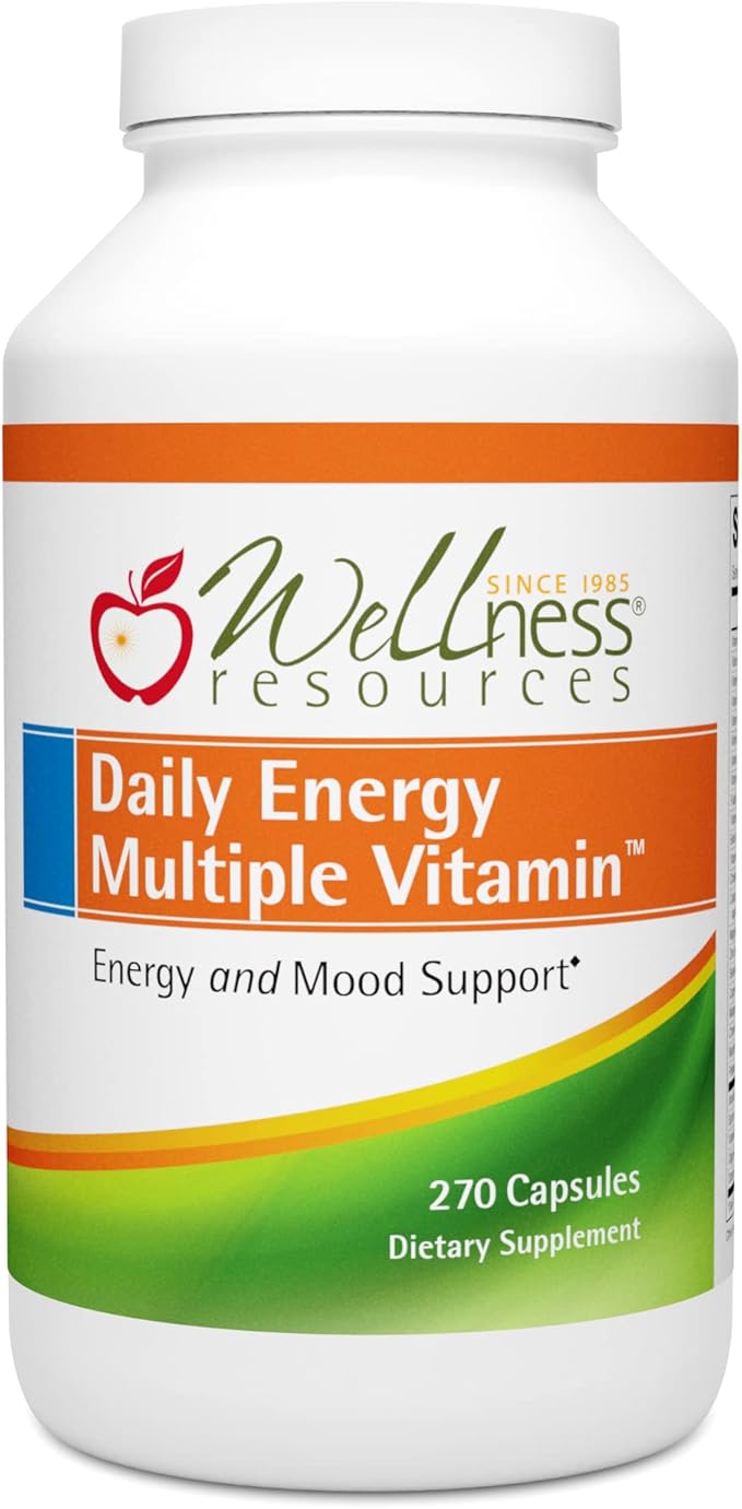 Wellness Resources Daily Energy Multiple Vitamin - 270 Capsules - Methylated Daily MTHFR Multivitamin Without Iron - Vitamin B12 Folate &amp Bioavailable B Vitamins - Best Supplement for Energy &am