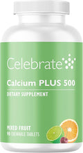 Celebrate Vitamins Calcium Plus - 500mg Calcium Citrate 333 IU Vitamin D3 &amp 34mg Magnesium for Post Bariatric Surgery - Gluten-Free &amp Sugar-Free - Mixed Fruit 90 Chewable Tablets