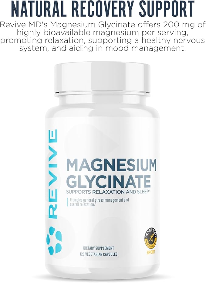 Revive MD Pure Magnesium Glycinate &amp Vitamin D3 &amp K2 Supplement Bundle