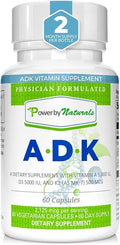Power By Naturals ADK Vitamin Supplement – High Potency Blend of Vitamin A D3 5000 IU &amp K2 MK7 for Bone Health – Vitamin A D K Supplement – 60 Capsules (2 Month Supply)