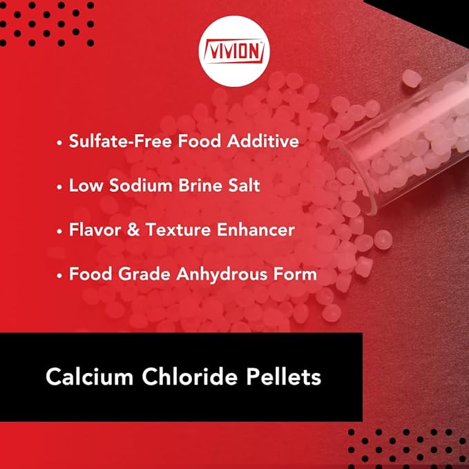 Calcium Chloride Pellets - 1 kg (2.2 lb) - Food Grade Anhydrous 94-97%
