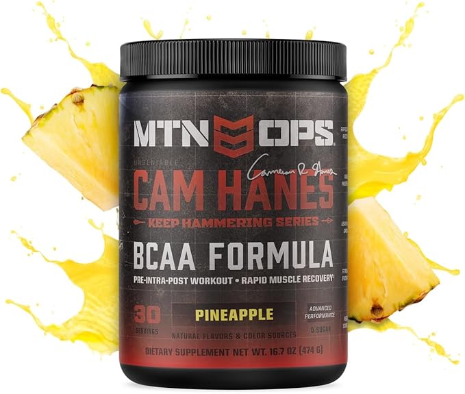 MTN OPS Cam Hanes Whey Protein &amp Pineapple BCAA Bundle – Chocolate Caramel Protein Powder + Amino Acids – Cameron Hanes Muscle Recovery &amp Endurance Support Stack