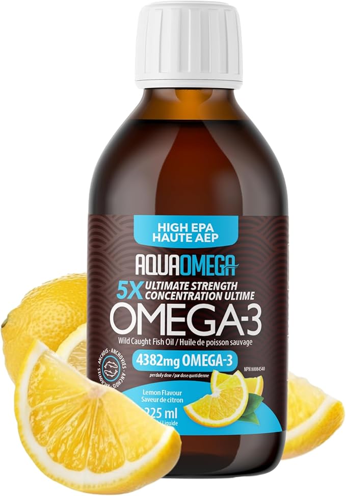 5X Ultimate Strength Omega 3 Fish Oil Liquid with Vitamin D Burpless Liquid Fish Oil Supplements with High EPA and DHA Omega 3 Fatty Acid Supplements 7.60 floz Lemon Flavor