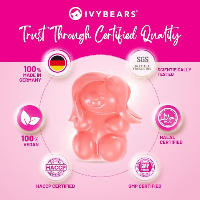 IvyBears® Women’s Strength &amp Beauty Bundle – Hair Vitamin &amp Protein Boost Gummies – Biotin Collagen Keratin + 25g Protein BCAAs &amp Creatine – Hair Growth &amp Fitness Recovery – Vegan –