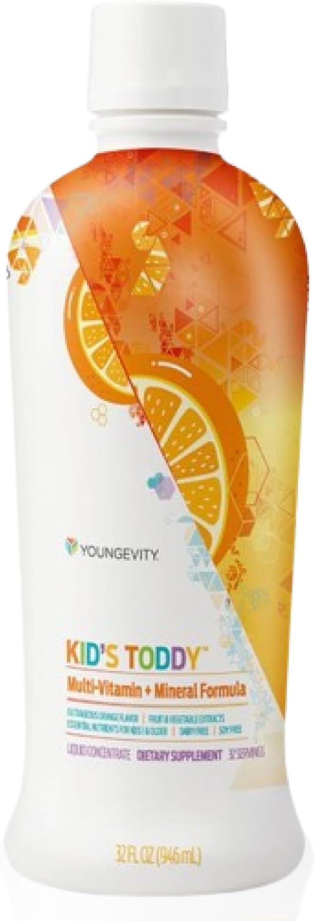 Youngevity Kid's Toddy™ - Mega Multivitamin for Kids &amp Children Age 2+ - 14 Vitamins 10 Minerals Phytonutrient Blend - Highly Absorbable - Great Tasting Orange 32 Fl Oz (Pack of 1)