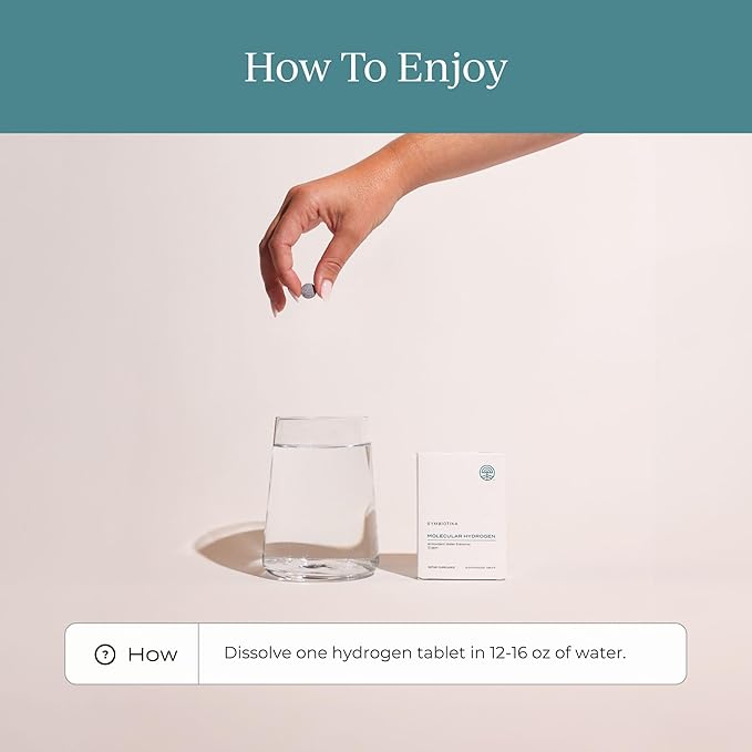 CYMBIOTIKA H2 Molecular Hydrogen Water Tablets with Magnesium Energy Boost Gluten Free Keto Antioxidant Drink Fast Dissolving Supplements Helps Fight Inflammation &amp Stress 30 Tablets 12 ppm