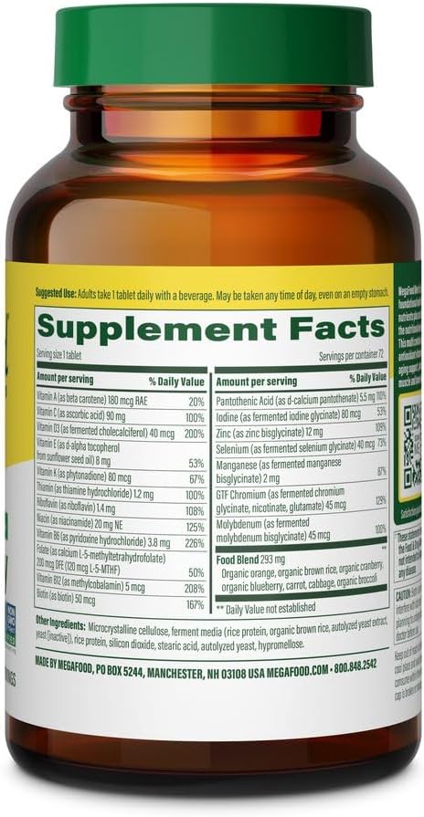 Megafood Men's 55+ One Daily Multivitamin 72 Ct
