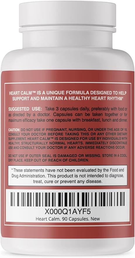 Heart Calm- Helps Support and Maintain a Healthy Heart Rhythm- A Natural Fast-Acting Formula with Magnesium Taurate Glycinate Malate and More. 90 Capsules.