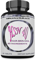 HSN 40 Hair Skin and Nails Growth Vitamins for Women. Biotin 10000 mcg Keratin Collagen for Thicker Stronger Hair. Tight Smooth and Soft Skin. Healthy Nails.