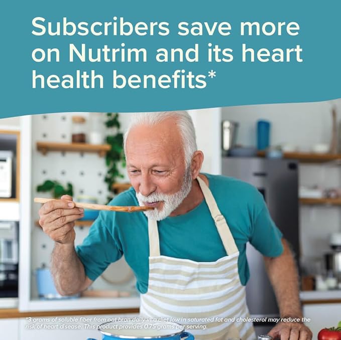 Nutrim Oat Bran Powder with 750mg Beta Glucan per Serving - Easy-Mix Soluble Fiber for Cholesterol Management &amp Immune Support - Heart Healthy Non-GMO &amp Vegan Oatmeal Powder