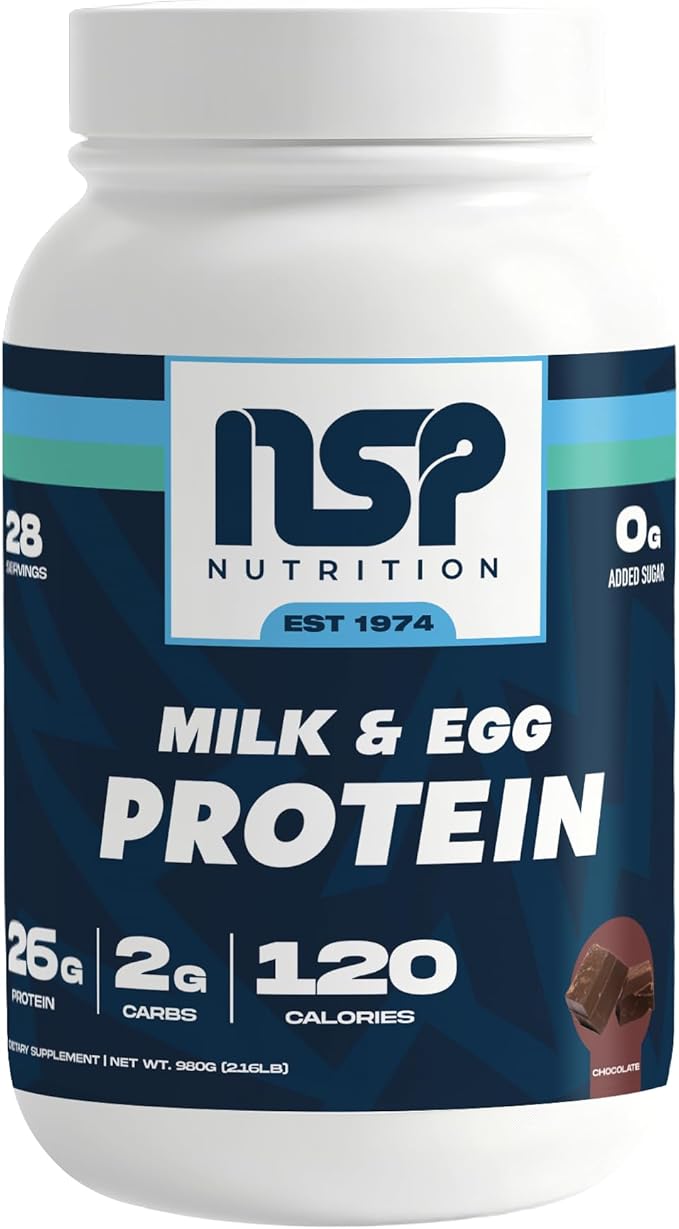 NSP Nutrition Milk &amp Egg Protein Powder | 26g Protein | 28 servings | perfect for sensitive stomachs | no bloating | build muscle | protein for sensitive stomachs French Vanilla