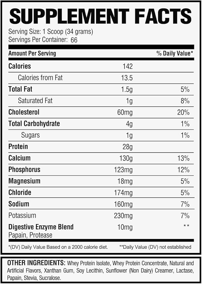 Whey Isolate Protein Powder - Vanilla Flavor 28g of Protein Low Carb Keto-Friendly