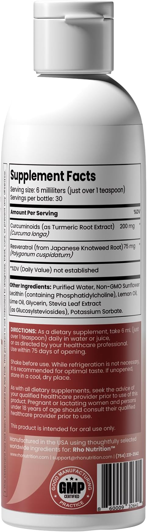 Rho Nutrition Liposomal Curcumin + Resveratrol (3 Pack) – Ultra High Absorption Liquid Curcumin Supplement – Promotes Joint Comfort Mobility Cellular Health and Overall Well-Being