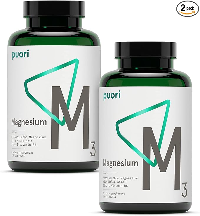 Puori Magnesium Complex Supplement - High Absorption Magnesium Taurinate &amp Gluconate Zinc Vitamin B6 &amp Malic Acid for Sleep Support Immune &amp Bone Health &amp Muscle Recovery - 240 Vega