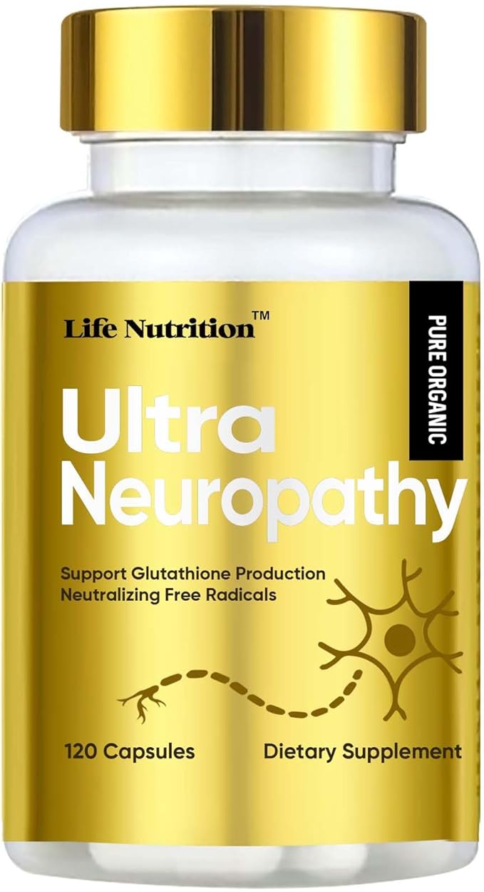 Life Nutrition Neuropathy Support Supplement - 600mg Alpha Lipoic Acid (ALA) &amp 10 Nerve Soothing Ingredients - Advanced Nerve Relief Formula for Hands Fingers Toes &amp Feet - 120 Capsules