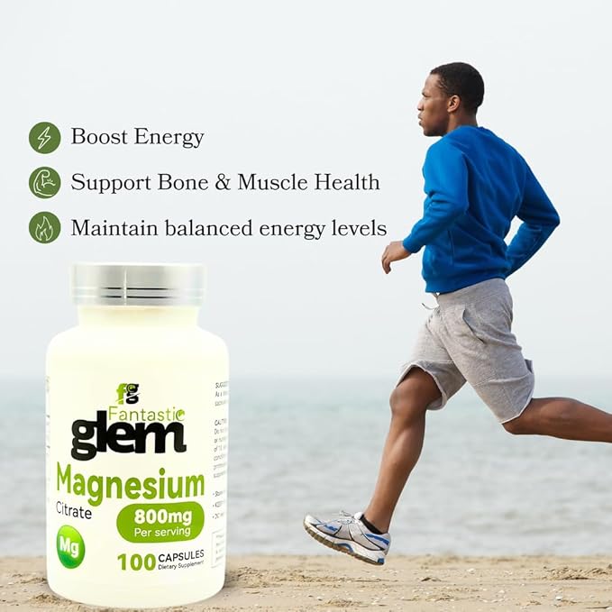 Magnesium Citrate Capsules- Dietary Supplement to Support Bone Health Muscle Function and Relaxation High Absorption Magnesium Supplement - GMO Soy and Gluten Free- 100 Count 800mg