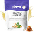 OZIVA Protein &amp Herbs for Men Banana Caramel Protein Powder for Men for Muscle Building Recovery and Better Stamina (with 23G Whey Protein + 15 Multivitamin for Men) Certified Clean 1Kg