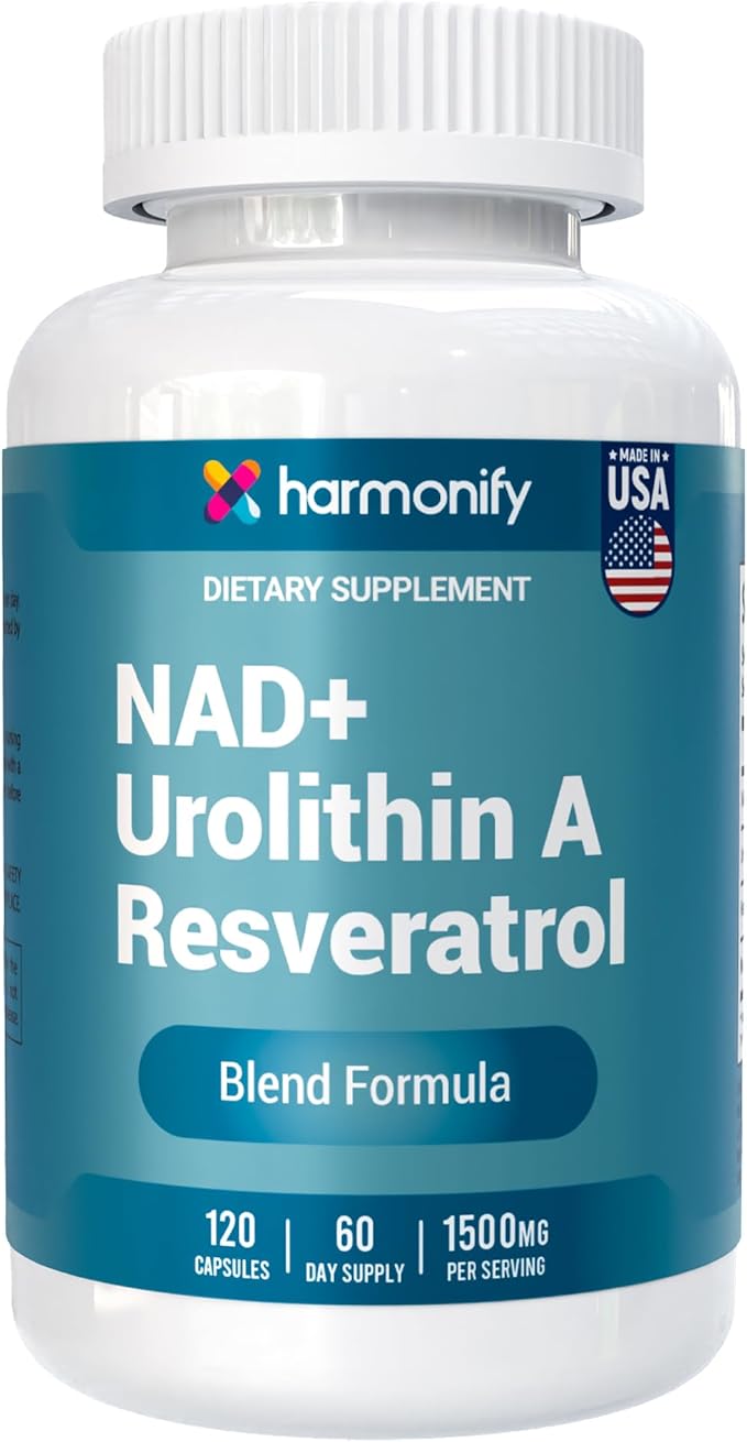 NAD+ Nicotinamide Riboside Resveratrol with Urolithin A 1500mg Advance Support Supplement 120 Capsules 60-Day Supply Proudly USA Company