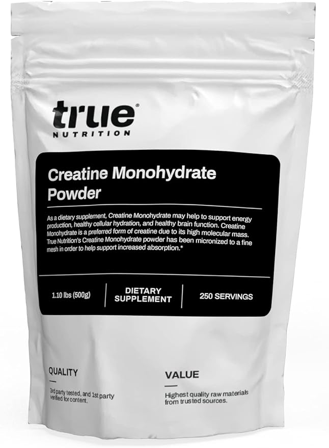 True Nutrition Creatine Monohydrate Powder - Micronized Creatine 2g per Serving - Supports Muscle Strength Power &amp Recovery - Non-GMO Gluten Free Vegan - Pre &amp Post Workout Supplement - 50