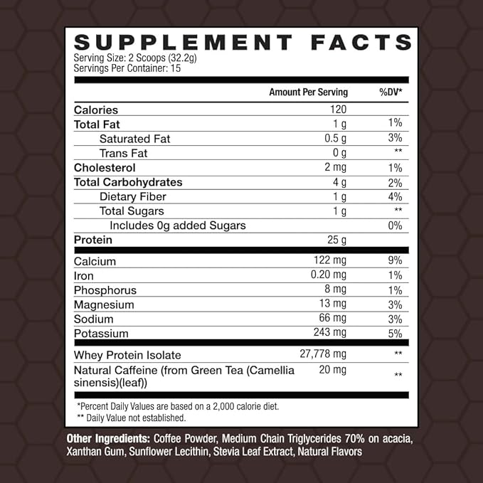 INVIGOR8 High Protein Coffee Powder 25 Grams Whey Isolate100mg Natural Green Tea Caffeine | 0 Added Sugar Keto Gluten Free 99.9% Lactose Free | Hot or Iced15 Serving 15 Servings (17 OZ Original)