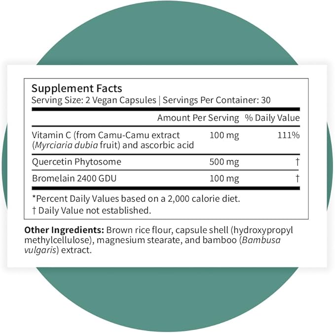 Pattern Wellness Quercetin Supplement with Bromelain - Immune Function &amp Cellular Health Support - Antioxidant &amp Whole Body Wellness - 60 Vegan Capsules