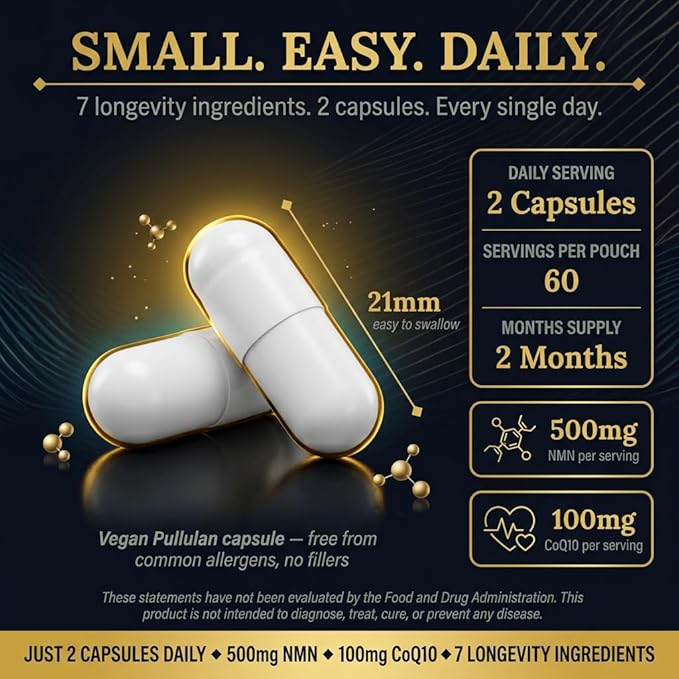 NMN &amp Resveratrol Complex 1000mg 120 Capsules Dietary Supplement with Pterostilbene Quercetin TMG Coenzyme Q10 BioPerine