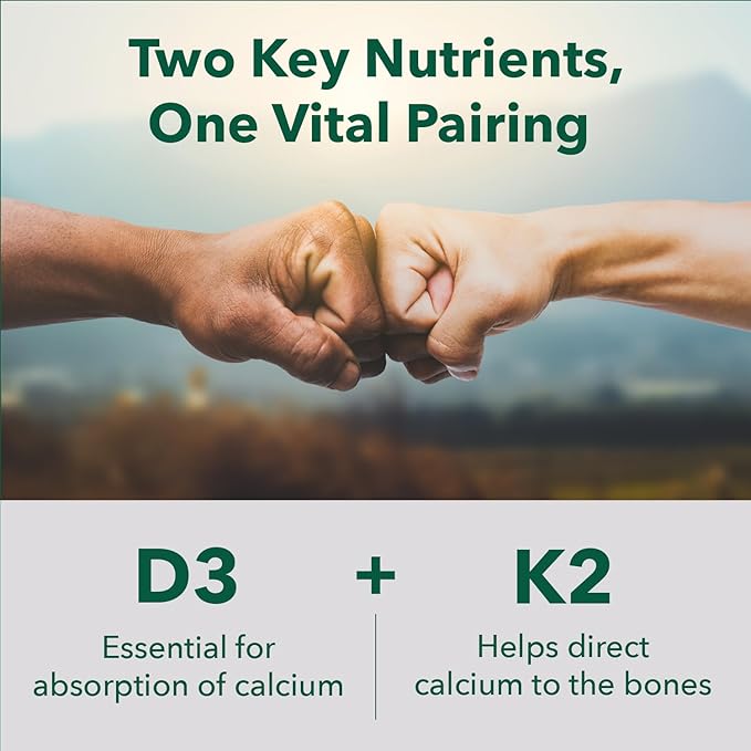 PlantFusion Organic Vegan Vitamin D3 + K2 5000 IU 50MCG – Vitamin D Sourced from Plant Based Lichen and Vitamin K2 for Immune Support and Bone Health - 60 Capsules