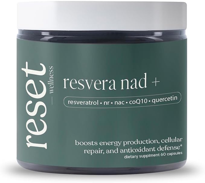 RESVERA NAD+ | Resveratrol Nicotinamide Riboside (NR) Quercetin NAC &amp CoQ10 | Supports Cellular Energy Anti-Aging Mitochondrial Health &amp Longevity | 60 Capsules