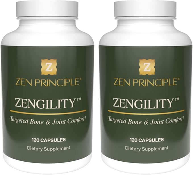 Zen Principle Zengility Joint Support &amp Bone Strength Supplement Fast-Acting Relief with Glucosamine MSM Plant Calcium Vitamin K2 &amp D3 Vegan Formula for Mobility &amp Comfort 240 Capsule