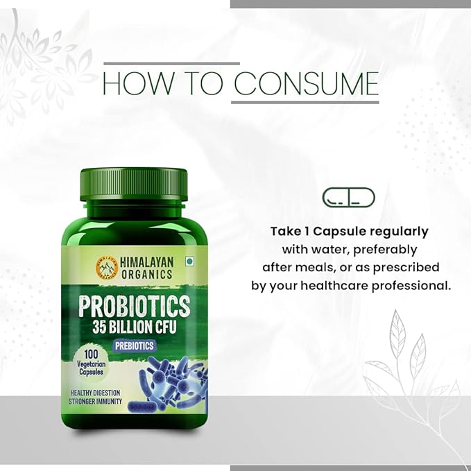 Himalayan Organics Probiotics 35 Billion CFU Supplement | Better Nutrient Absorption | Healthy Digestion Stronger Immunity &amp Overall Wellness - 100 Veg Capsules