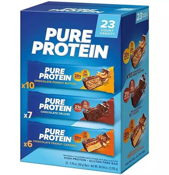 Pure Protein Bars Nutrient Rich Snacks with High Protein for Energy Support Minimal Sugar Gluten-Free Variety Pack (In POTORIK Packaging) (23 Pack)...