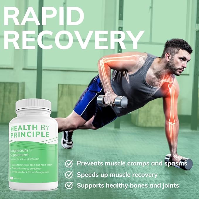 Magnesium Supplement | 4 Types of Magnesium in 1 Capsule | Glycinate Malate Taurate &amp Citrate for Muscles &amp Sleep | High Absorption | Vegan Non-GMO | 100 Capsules