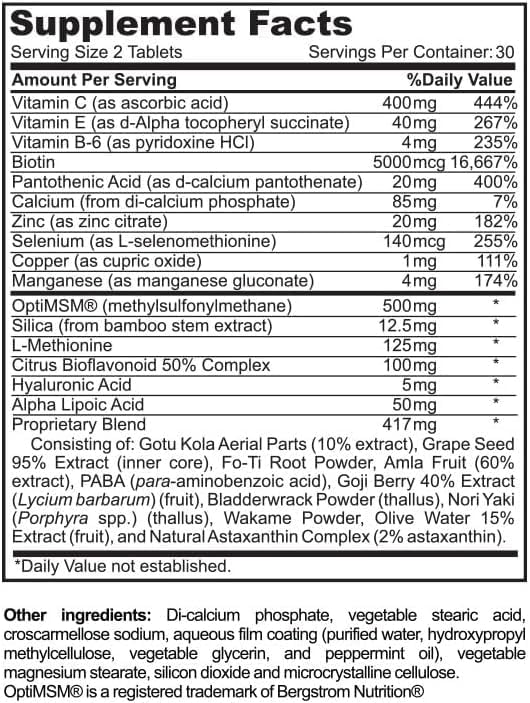 SRILabs Renewglow Biotin 5000mcg Hair Growth Supplement for Women 40 Plus - Gotu Kola Vitamin E C Zinc for Healthy Hair Skin and Nails – with 27 Beauty Enhancing Nutrients
