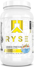 RYSE Loaded Protein Powder - Fruity Crunch - 25g Whey Protein Isolate &amp Concentrate with Prebiotic Fiber &amp MCTs - Low Carb Low Sugar Digestive-Friendly - 27 Servings / 2 lb Tub