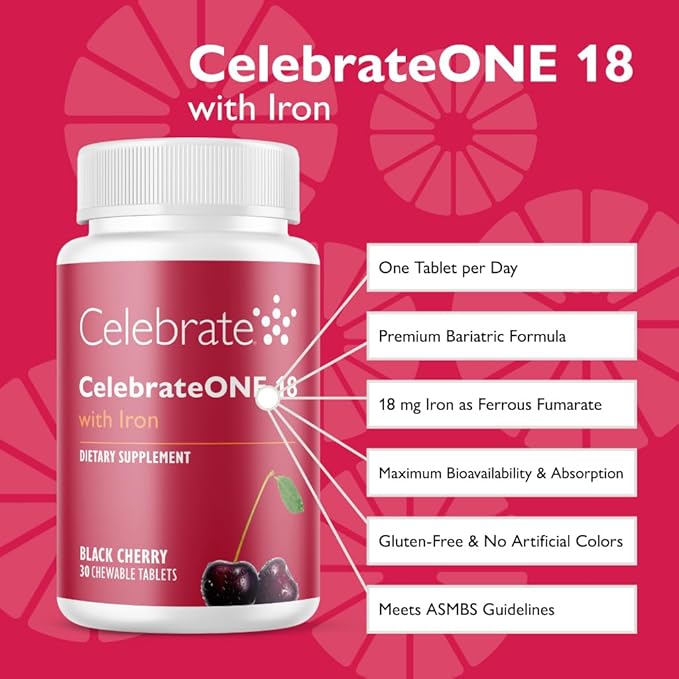 Celebrate Vitamins CelebrateONE Bariatric Multivitamin 18mg Iron &amp Balance Probiotic + Prebiotic Capsules Bundle – Supports Digestive Health Iron Levels &amp Maximum Nutrient Absorption for Bar