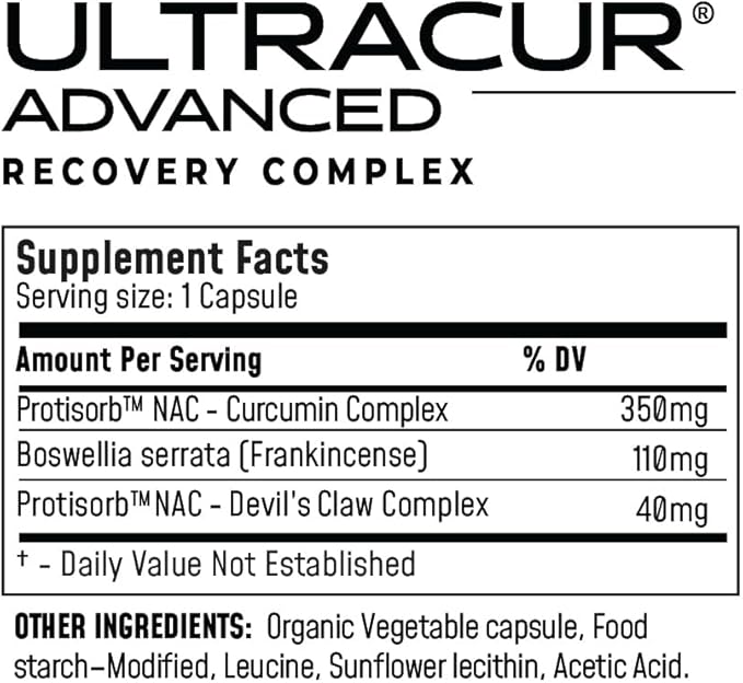 UltraCur Advanced Joint Support Supplement with High Absorption Curcumin - Extra Strength Protisorb Liquid Protein Scaffold - Supports Mobility &amp Flexibility with Devils Claw &amp Boswellia - 60