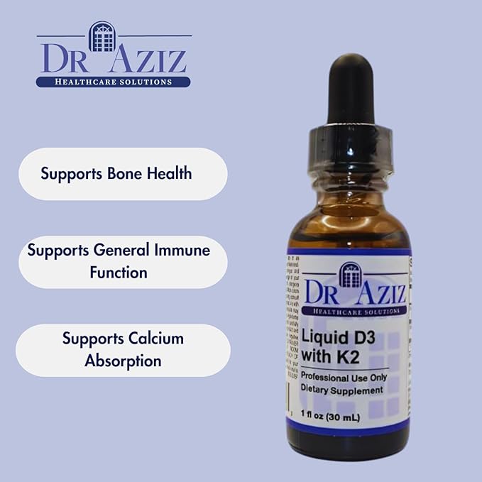 Liquid Vitamin D3 with K2 – Vitamin D3 K2 Supplement Drops - Supports Bone Health &amp Cardiovascular Function - 30 ml