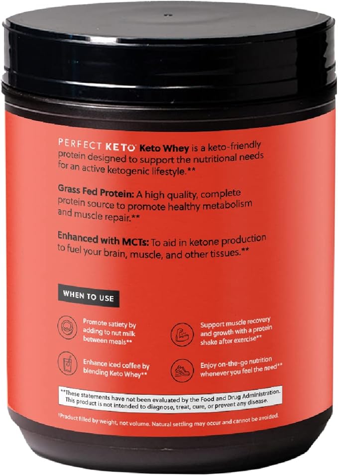 Perfect Keto Pure Whey Protein Powder Isolate Delicious 100% Grass Fed Meal Replacement Shake No Artificials Gluten Free Soy Free Non-GMO (Chocolate)