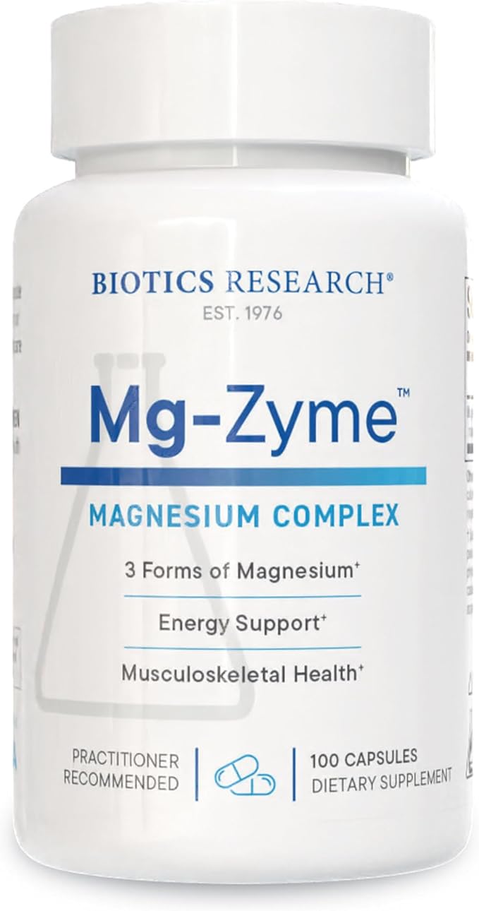 Biotics Research Mg-Zyme™ Triple Magnesium Complex 100 mg- Magnesium Glycinate Gluconate Aspartate Chelated Supplement High Absorption Support Sleep Energy Cardiovascular Health–100 Capsules