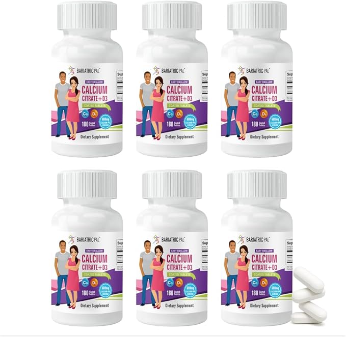 BariatricPal Easy Swallow Calcium Citrate (600mg) and D3 Coated Tablets (180-Day Supply)