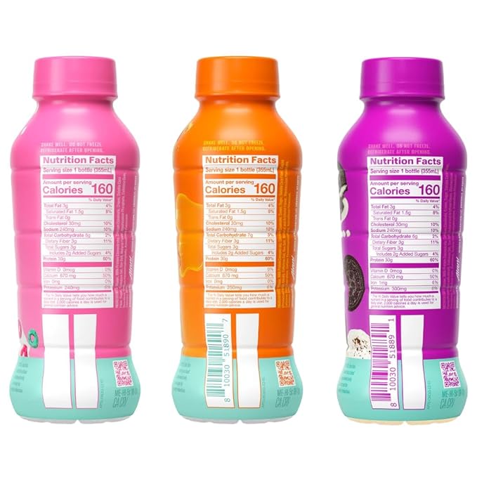 Protein Shake – 3 Flavor Variety – 12 fl oz Bottles – 9-Pack – Ready-to-Drink High Protein Beverage